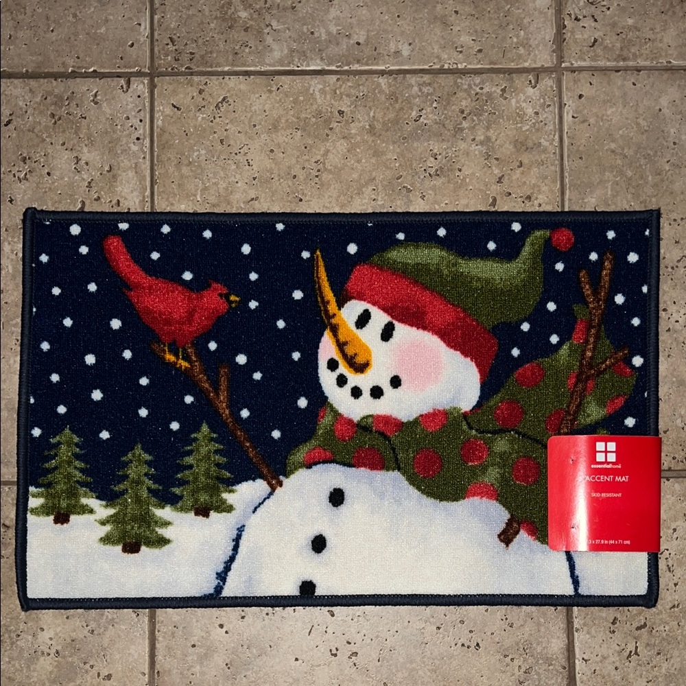 Holiday Snowman Skid Resistant Accent Mat